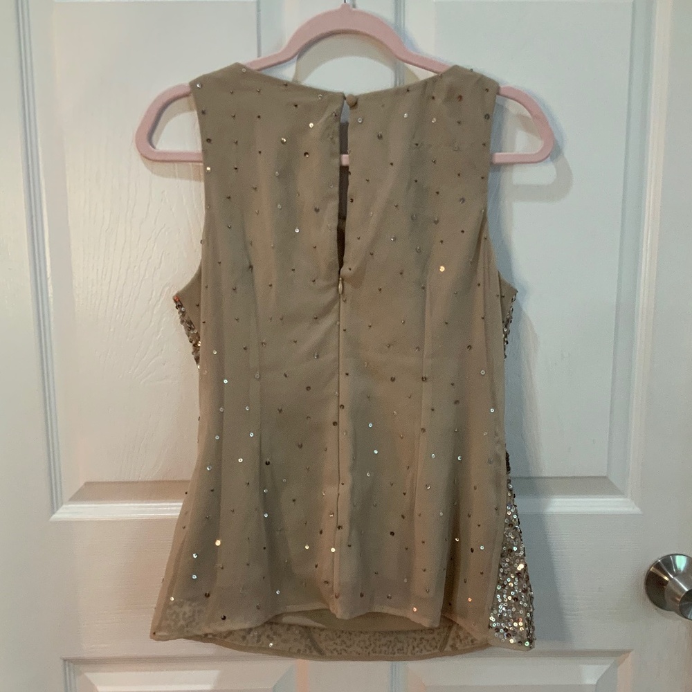 AIDAN MATTOX SEQUIN BEADED FORMAL WEDDING NUDE TANK SIZE M - Picture 5 of 10